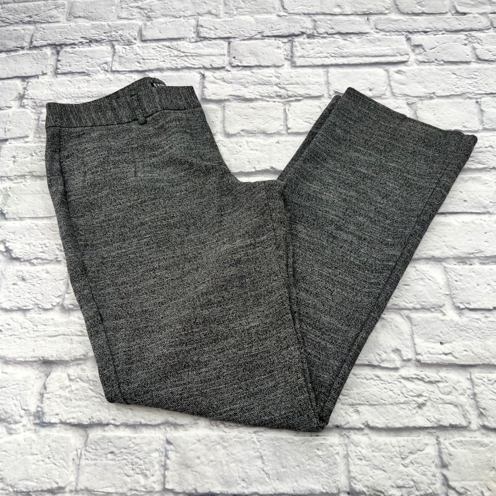Express Editor Dress Pants Women's 10R Black White Textured Straight Leg Gray